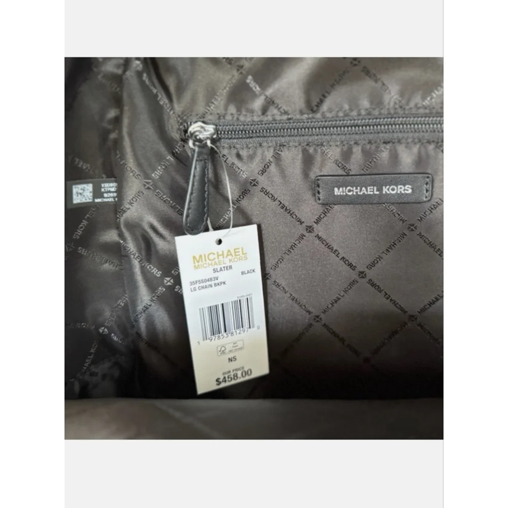 Michael Kors Slater Large Chain Leather Backpack Black - Picture 7 of 11